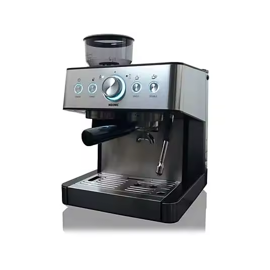 Cafetera express - KOENIC KEM 21524 M, 15 bar, 1650 W, 2 Tazas, Botón Grind, Plata - 1