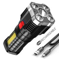 Linternas LED de alta potencia, 5 Led, foco de Camping recargable con luz lateral, 3 modos luces de iluminación para acampar, aventura al aire libre - details 5