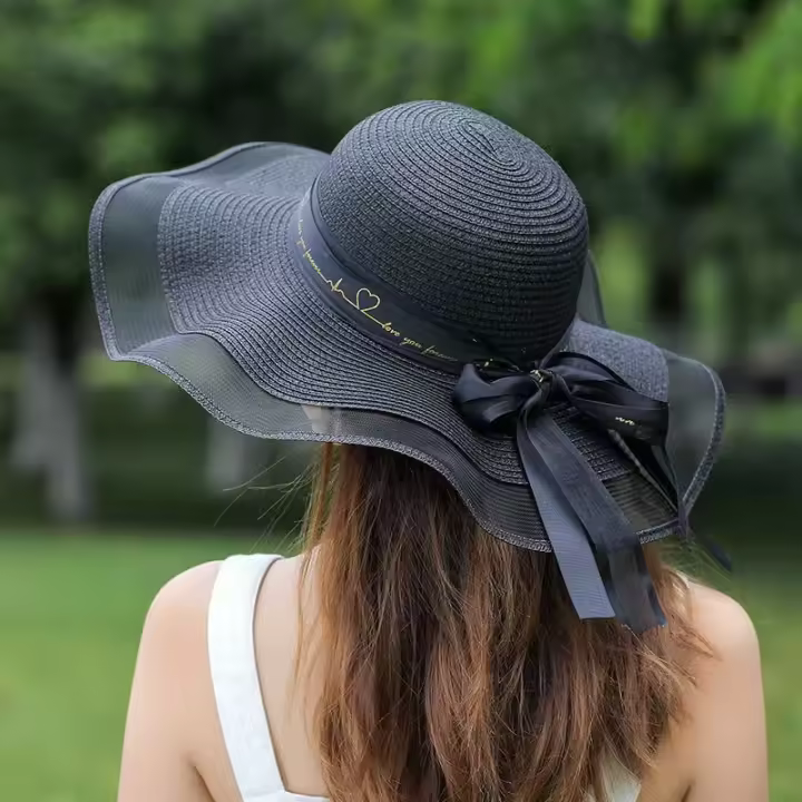 Sombrero De Paja Para Mujer Estilo Coreano Gran Alas Protección Solar Versátil Moda Vacaciones Playa Verano 2023 - 1