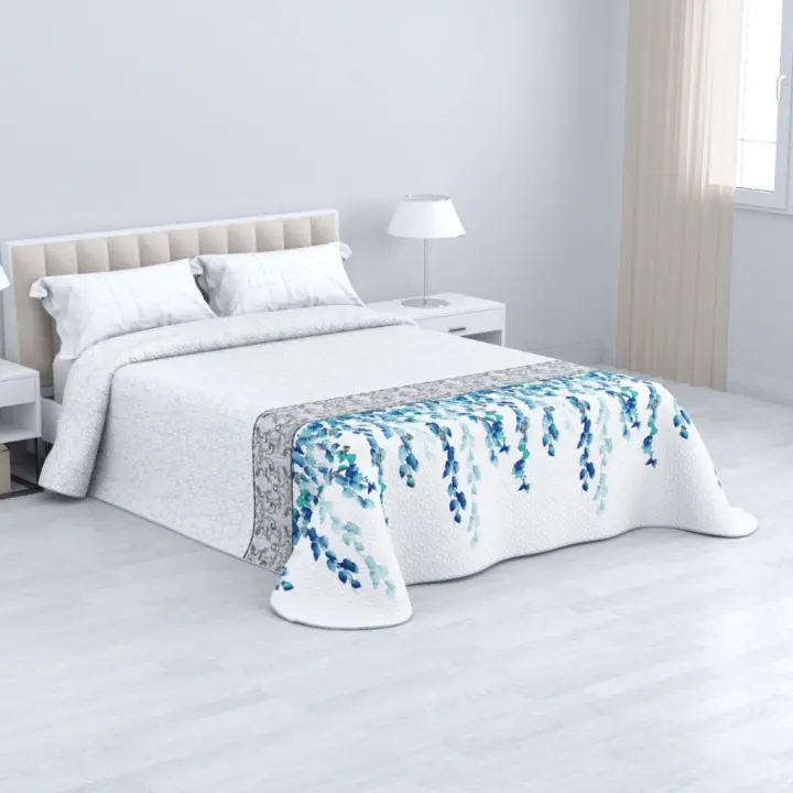 KYTZIAS - Colcha Bouti Estampada para Verano cama de 90, 105, 135 y 150 cm. Colcha de Verano Poliéster. Bouti Reversible liso o estampado. Colcha fina y ligera. No incluye fundas de cojín. - 1
