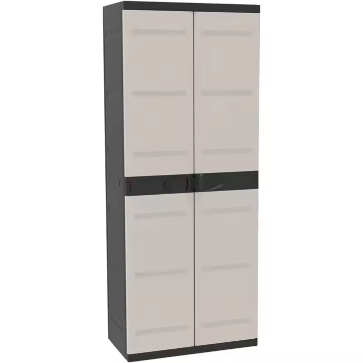 Armario Escobero Titanium – Mueble Auxiliar con 2 Puertas y Estantes Regulables ,  70 x 44 x 176 cm Recamania Plastiken - 1