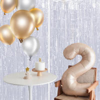 Juego De 1 Pieza De Cortina De Foil Dorado De 9.8 Pies Para Fondo De Fotografía De Cumpleaños Decoración De Fiesta Streamers De Aluminio - details 9