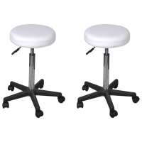 vidaXL Taburetes de oficina 2 uds cuero sintético en color Negro/Marrón/Blanco y más | cómodas modernas ergonómicas para comedor cocina salón hogar - details 2
