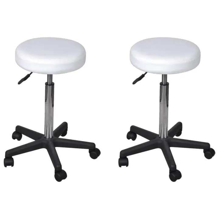 vidaXL Taburetes de oficina 2 uds cuero sintético en color Negro/Marrón/Blanco y más | cómodas modernas ergonómicas para comedor cocina salón hogar - 1