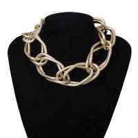 Collar Gargantilla Punk Multicapa Dorado Para Mujer Joyería Hip Hop Cadena Gruesa Y Gruesa Collar Clavícula Gran Tamaño - details 4