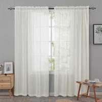 JINCHAN Cortinas Transparentes De 1 Panel Para Sala De Estar Y Dormitorio Efecto De Tela De Lino Cortina De Ventana Con Bolsa De Rodamiento Modernas Y Sencillas - details 16