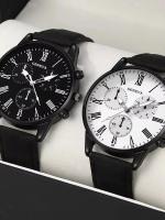 Set De Reloj De Cuero Para Parejas MSCXDK 2PCS Reloj De Pulsera De Cuarzo Para Mujer Estilo Casual Y Moda Dial Simple Montre Femme - details 0