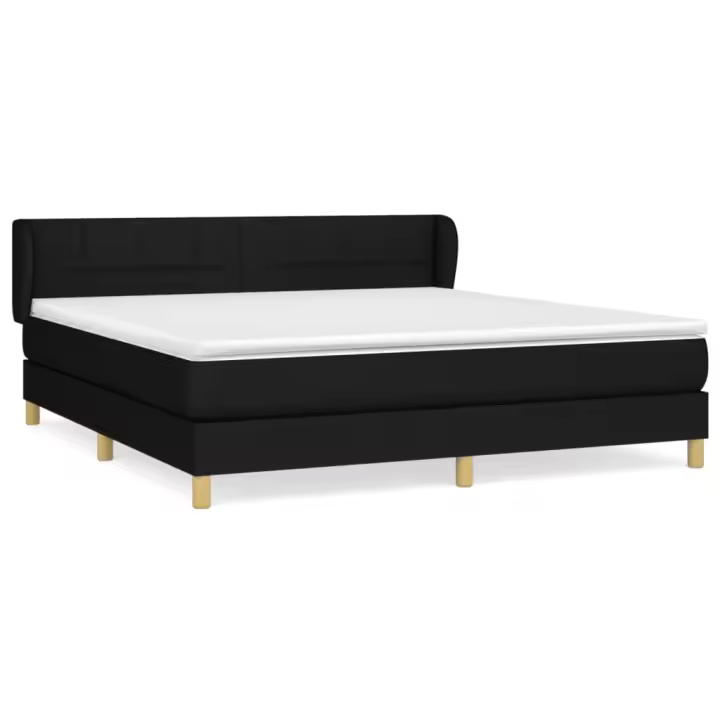vidaXL Cama box spring con colchón tela negro 160x200 cm - 1