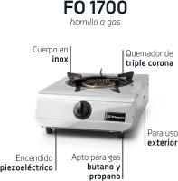 Orbegozo FO 1700, Hornillo gas butano, uso exterior, 1 quemador 4,3 KW, apto para gas butano y propano, categoría I3+ - details 0
