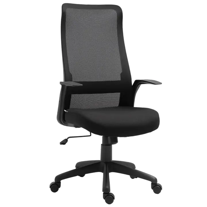 Vinsetto silla de oficina reposacabezas silla de oficina en casa silla de escritorio ajustable en altura ruedas giratorias 360° ergonómicas espuma de oficina nylon negro 62 x 62 x 113-122 cm - 1