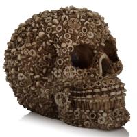 Estatua Decorativa De Calavera Con Engranajes En Resina Estilo Mecánico Adorno Artístico Para El Hogar Y Decoración De Halloween - details 0