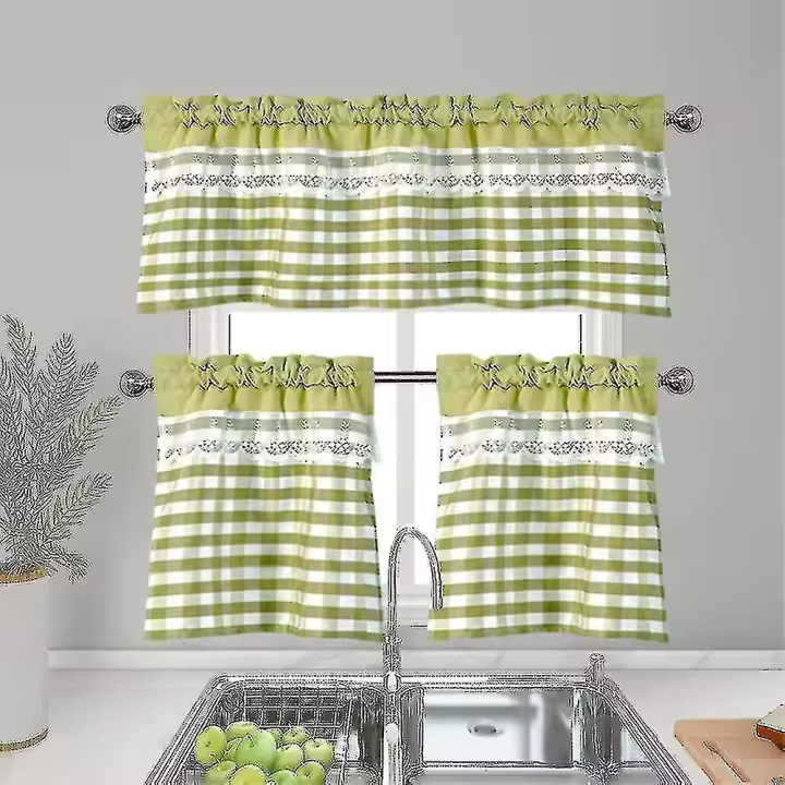 Kitchen Curtains Decor Window Curtain Luxury Cafe Valance Topper Drapes - 1