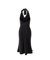 Nuevo Vestido De Verano 2024 Para Mujer Con Estampado Europeo Y Americano De Hombros Descubiertos Y Cuello Colgante Sin Mangas De Elegancia Temperamental - details 2