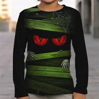 Camiseta De Halloween Con Ilusión Optica De Ojo Grande Para Niños Y Adolescentes Hombres Estilo Activo Material De Poliéster Talla Grande Para Unisex - details 1