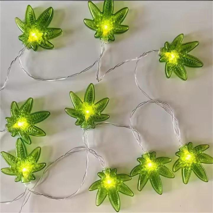 Cadena De Luces LED De Hojas Verdes 1.5M/3M Iluminación Ambiental Batería Alimentada Para Decoración De Dormitorio Casa Y Courtyard - 1