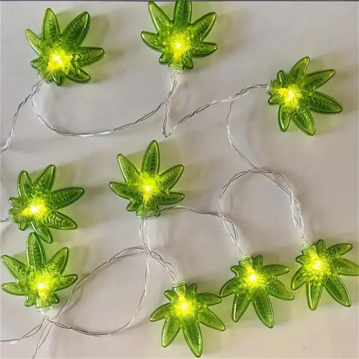Cadena De Luces LED De Hojas Verdes 1.5M/3M Iluminación Ambiental Batería Alimentada Para Decoración De Dormitorio Casa Y Courtyard - 1