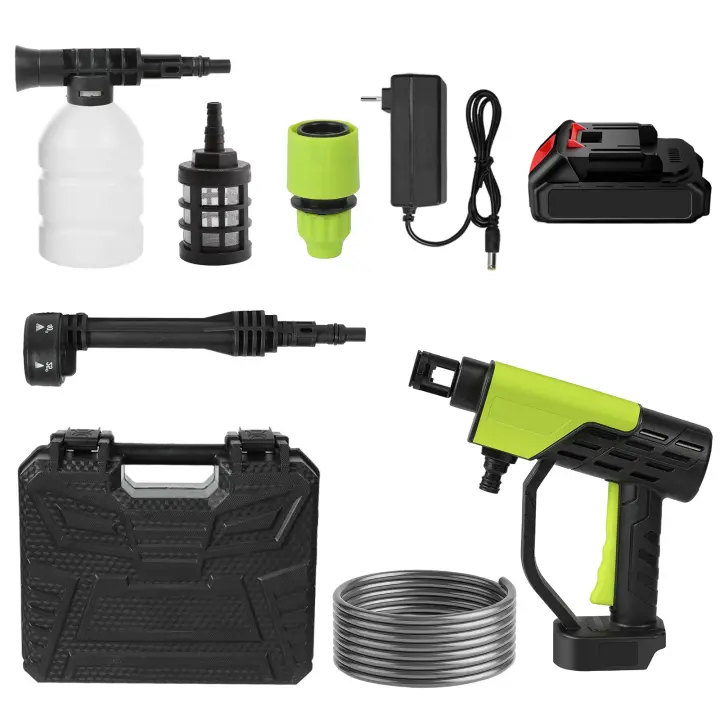 Hidrolimpiadora de Alta presión 6 en1, Pistola de Agua a presión con Bateria, Kit Limpieza Coche Portátil, De Mano, Lavado Eléctrico, Manguera Extensible 5 m, 6 modos de pulverización - 1