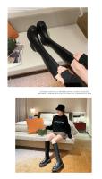 Botas Largas Para Mujer Con Forro Polar Zapatos De Caballero De Otoño E Invierno Européicos Y Americanos Talla 42 - details 1