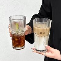 Taza De Café De Vidrio JIRO 600ML Con Estampado Rayado Y Palito, Tapa Incluida Para Agua Café Té Claro Utensilios De Cocina - details 4