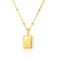 Collar De Cuerda De Acero Inoxidable Con Zirconia Cuadrada Brillante Para Mujeres Y Niñas Estilo Vintage Color Dorado Joyería De Cadena Con Encanto Regalo - details 5