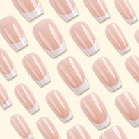 Uñas Postizas Brillantes Cortas En Rosa Estilo Francés Gradient 24 Piezas Uñas Artificiales Reutilizables Para Manicura Falsa - details 10