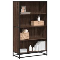 vidaXL Estantería madera de ingeniería 80,5x35x139 cm en color Roble ahumado/Negro/Marrón roble y más | almacenamiento funcional diseño moderno para baño dormitorio sala - details 2