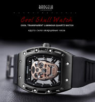Reloj De Cuarzo Para Hombre Con Correa De Silicona Negra Luminosa Y Dial Rectangular De Armadura Calavera Estrellada BGL1612G-2 - details 0