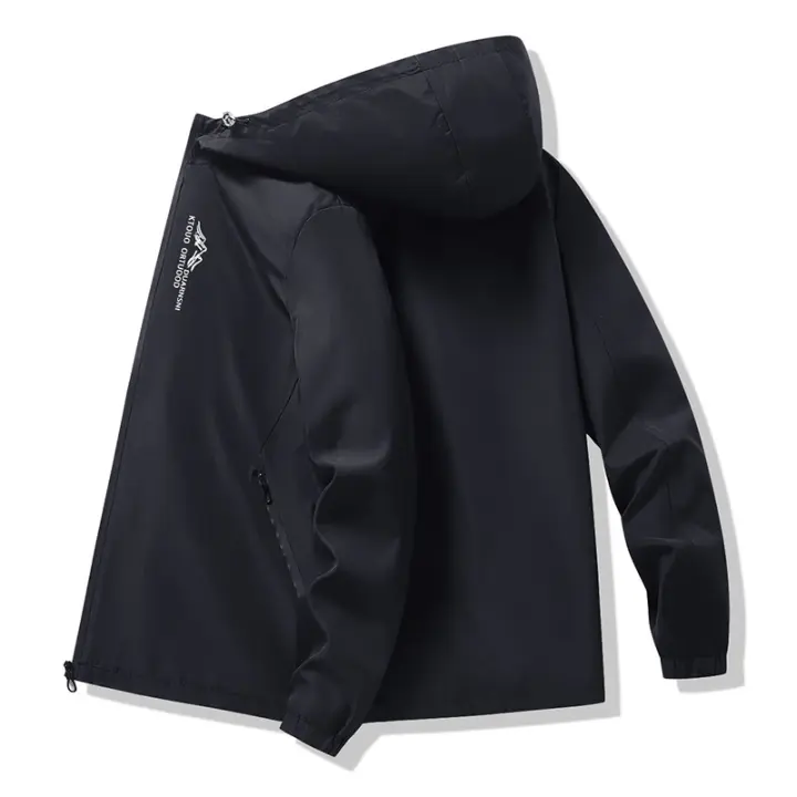 Chaqueta De Camping Y Senderismo Para Hombres Impermeable Con Capucha Cierre De Cremallera Ligera Para Primavera Y Otoño Ropa De Trekking - 1