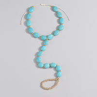 Pulsera De Dedo De Moda Turquesa Para Mujeres Con Cuentas Estilo Pulsera De Tobillo Material De Piedra Y Aleación De Hierro - details 4