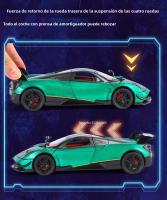 Modelo De Coche Deportivo PAGANI Huayra BC a Escala 1:24 Con Absorción De Choque Luz Y Sonido Vehículos Con Función Retroalimentación Regalo Para Niños Metal Verde Blanco Plateado - details 12