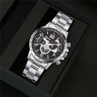 Juego De 5 Regalos Para Hombre Reloj De Cuarzo De Acero Versátil Y Moda Con Solares Y Cortauñas Estuche De Regalo - details 3
