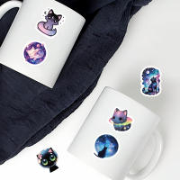 Pegatinas Tema Gato Estrellado 46pcs PVC Impermeables Para Decoración De Portátil Botella Y Maleta Accesorios Creativos Para Jóvenes De 14 Años O Más - details 9