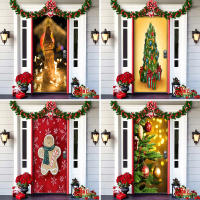 Decoración navideña para puertas, tela de fondo estilo Grinch, cubrepuertas de Navidad, colgante para fiestas de Año Nuevo y tapiz decorativo para puertas--91 cm de ancho x 203 cm de alto (poliéster) - details 1