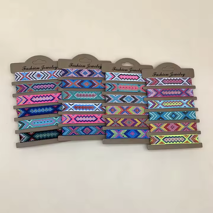 6pcs Pulseras Bohemias Retro Hechas a Mano Ajustables Colores Variados Para Hombres Y Mujeres Material De Cuerda Geométricas - 1