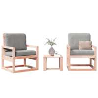 vidaXL Juego de muebles de jardín 3 pzas madera maciza abeto Douglas en color Douglas natural/Pino natural/Blanco y más | almacenamiento funcional diseño moderno para baño dormitorio sala - details 0