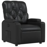 vidaXL Sillón reclinable de cuero sintético Negro, Gris, Sillon Dormitorio Sillon Comodos Silla Relax Sillón Sofá - details 1
