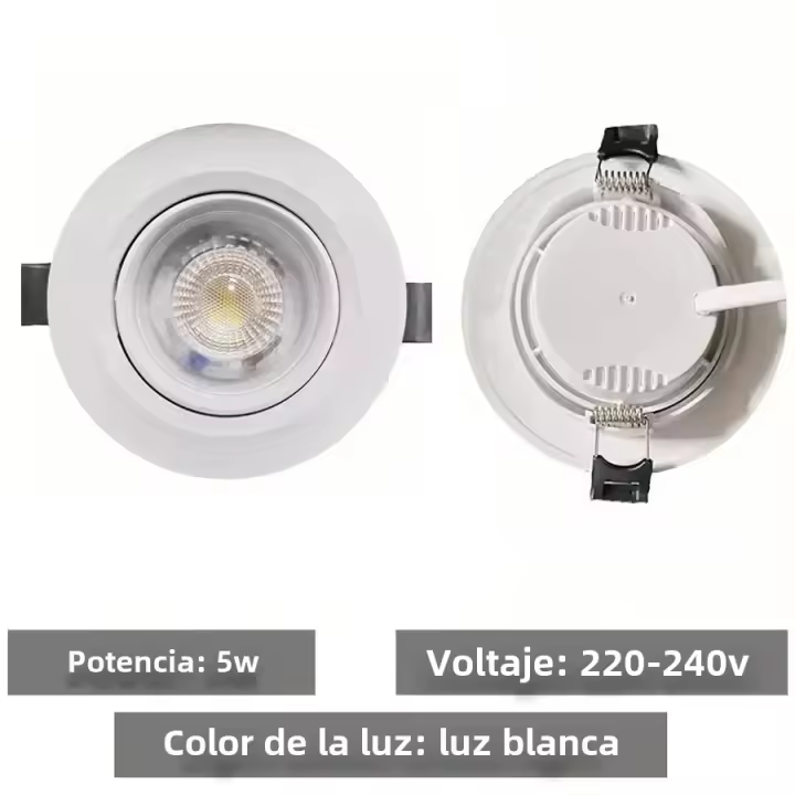Spotlight LED De Techo Plano Luminosidad Ajustable 5W Luz Blanca Para Sala De Estar Dormitorio Pasillo Iluminación Interior - 1
