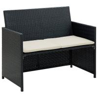 vidaXL Sofá de jardín 2 plazas con cojines ratán sintético en color Gris/Negro/Marrón | acolchados duraderos para sofás de jardín terraza exterior - details 1