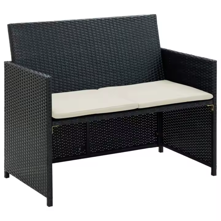 vidaXL Sofá de jardín 2 plazas con cojines ratán sintético en color Gris/Negro/Marrón | acolchados duraderos para sofás de jardín terraza exterior - 1