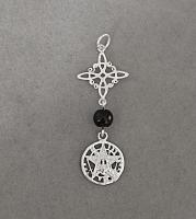 colgante amuleto doble protección nudo de bruja y tetragrámaton con onix en el centro, fabricado en plata de primera ley.-40ycuatrojoyeria - details 0