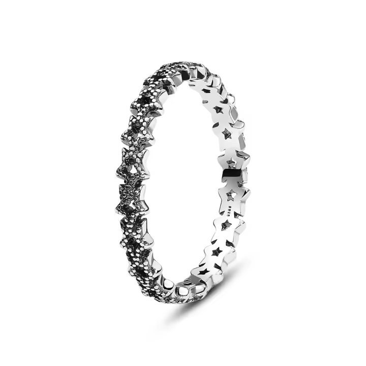 Anillo De Plata Original Para Mujer Con Estrellas Luna Sol Cristal Oro Pila De Anillos De Boda Aniversario Regalo Joyería - 1