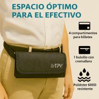 Organizador de Dinero con Portamonedas - Riñonera Camarero - Portamonedas Taxi - Clasificador de Monedas - Dispensador con 8 Huecos - 4 Organizadores de Billetes - Cinturón Ajustable - Monedero Negro - details 2