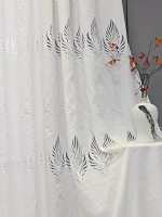Cortinas Europeas De Estilo Con Bordado Blanco Gris Transparente Para Dormitorio Y Sala De Estar Grommet Top 100% Poliéster - details 2