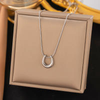 Collar De Mujer ANENJERY 316L Acero Inoxidable En Forma U Simplicidad Clásica Joyería Accesorio De Regalo Para Fiestas - details 1
