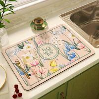 1pc Alfombrilla De Secado De Platos Con Estampado De Gallo Estilo Rústico Farmhouse Accesorio Para Cocina Y Comedor Resistente Al Agua Antideslizante Tamaño Rectangular - details 2