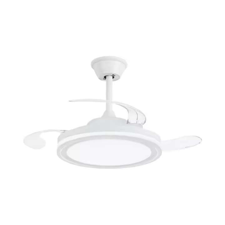 NARVI Ventilador de techo Blanco, tamaño Ø50 cm,  3 Palas retráctiles transparentes, Motor  DC 30W,  LED 45W x2,  Luz Regulable  en intensidad y Color (CCT) .Con Memoria y Mando. Ref. Jamaica 8941 WH - 1