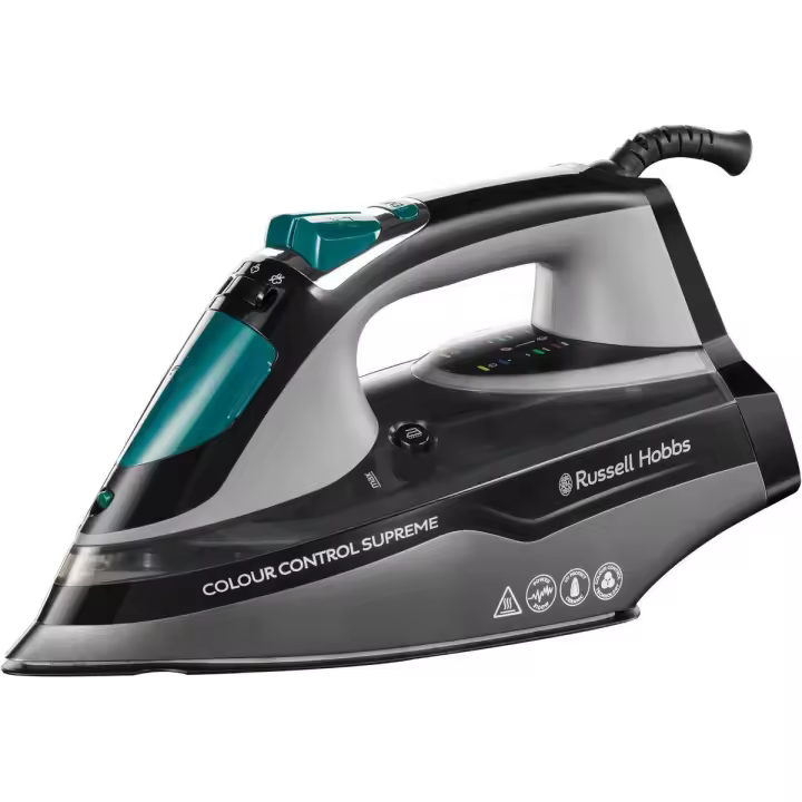 Russell Hobbs Plancha de vapor Colour Control Supreme 25400-56 - 3100 W, vapor generado: 50 g, golpe de vapor de 180 g, suela de cerámica multicolor con protección de colores UV, depósito 350 ml. - 1