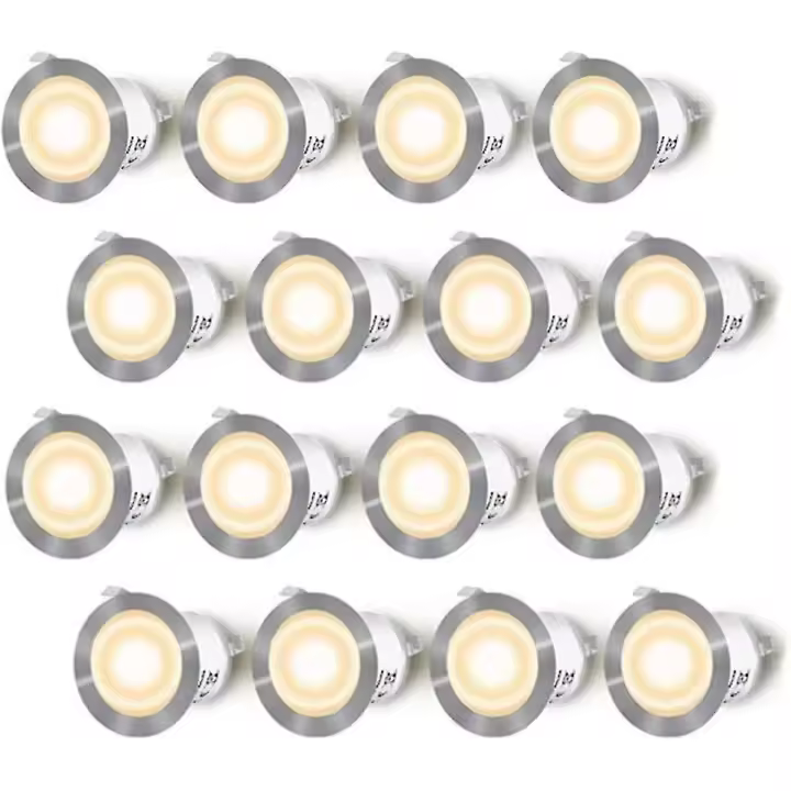 Conjunto de 16 focos de Led Recsada para terraza de madera, impermeable Ip67, focos al aire libre, 0,6 W Dc12v, luz blanca cálida, mini Kit de lámpara para camino - 1