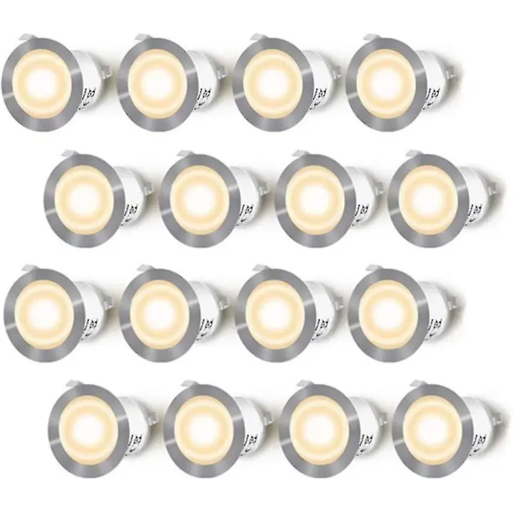 Conjunto de 16 focos de Led Recsada para terraza de madera, impermeable Ip67, focos al aire libre, 0,6 W Dc12v, luz blanca cálida, mini Kit de lámpara para camino - 1