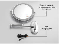 Espejo De Maquillaje Inteligente 8 Pulgadas Con Doble Lado Y Luz USB Magnifying 3x/5x/7x/10x Iluminación De 3 Colores Para Baño Estilo Moderno - details 1